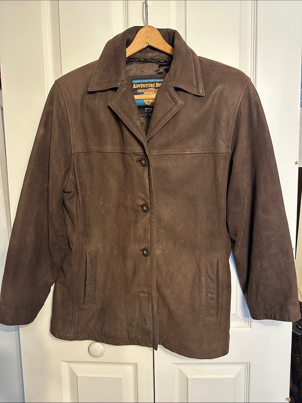 Wilsons Leather Brown Suede Button-Front Jacket